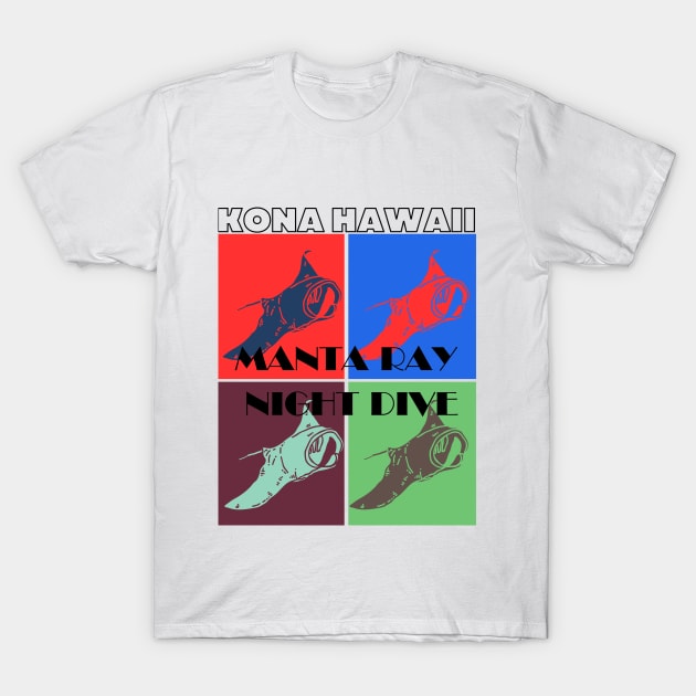 Kona Hawaii Manta Ray Night Dive T-Shirt by DW Arts Design